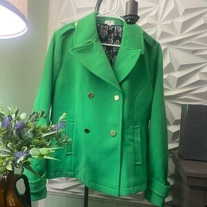 Crown & Ivy Vibrant Green Pea Coat # 1